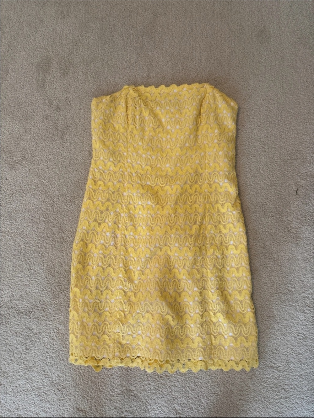 Lilly Pulitzer Strapless Yellow Lace Mini Dress